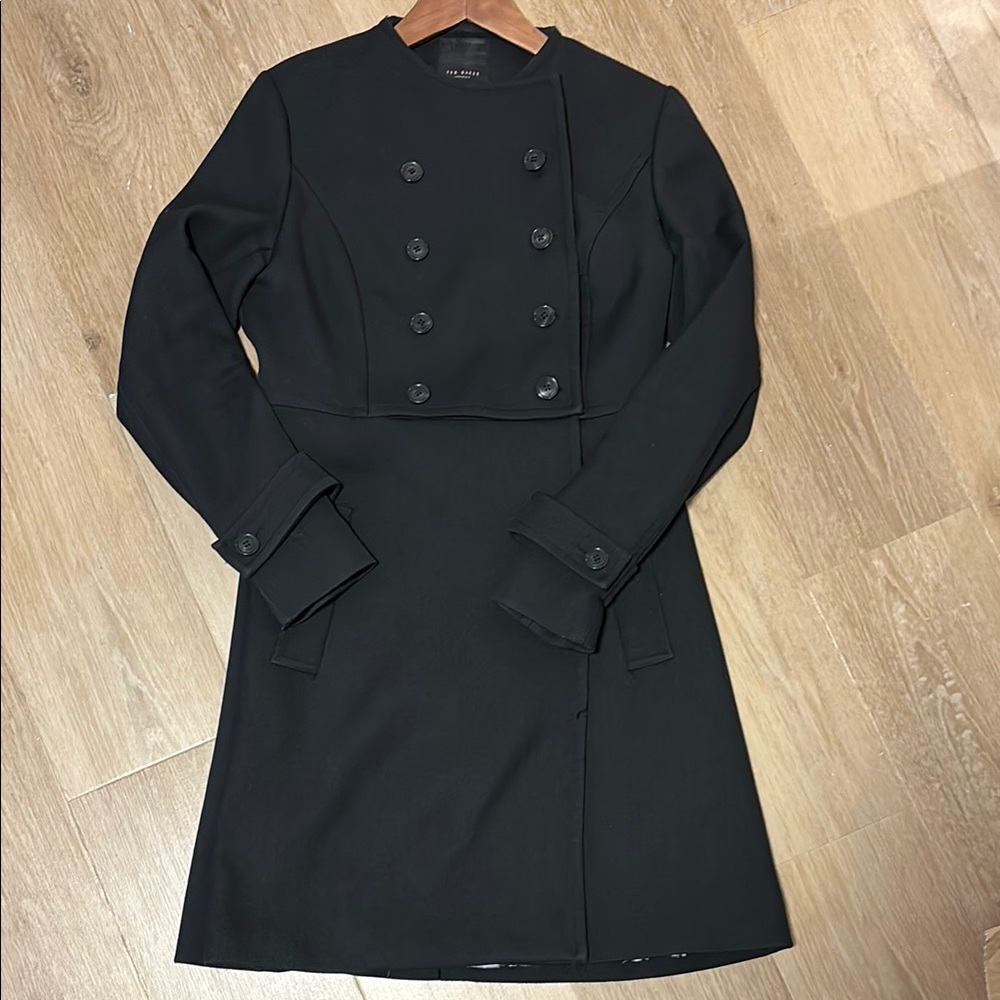 Ted Baker Classic Black Double-Breasted Coat. Minimalist. TB3 or Women’s size 8